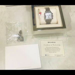MICHELE Deco Diamond Sterling Silver Watch